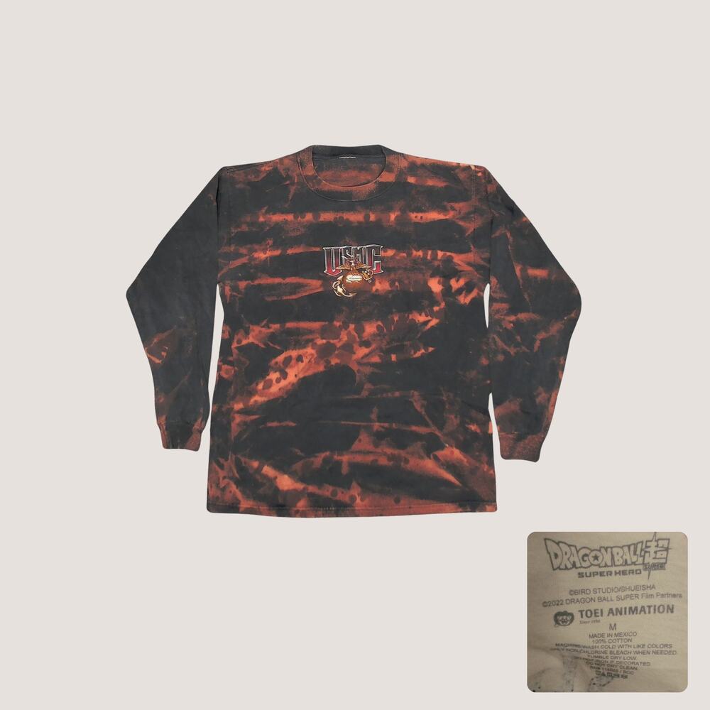 Vintage Y2K USMC Destroyed Overnight Bleach Dye Graphic Shirt Medium